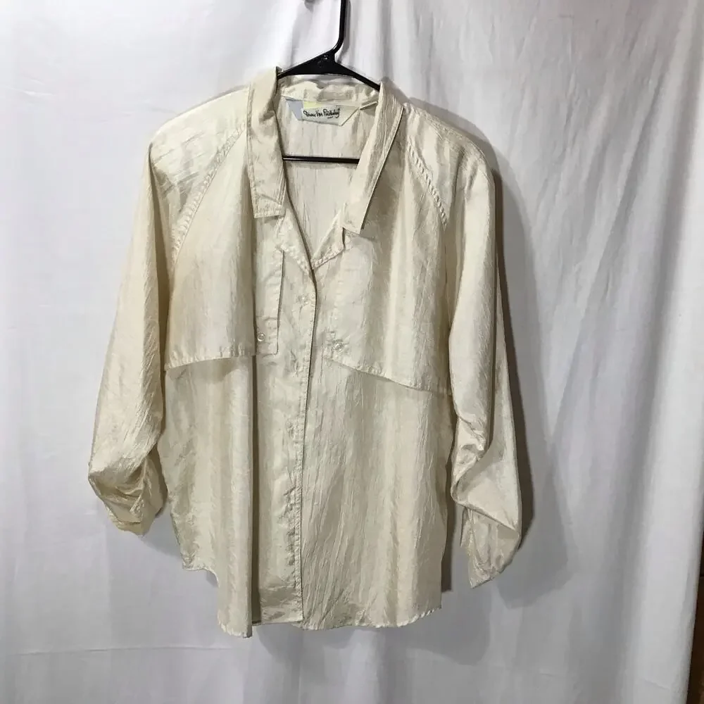 Vintage DVF | Champagne Parachute Blouse Women’s Size 16